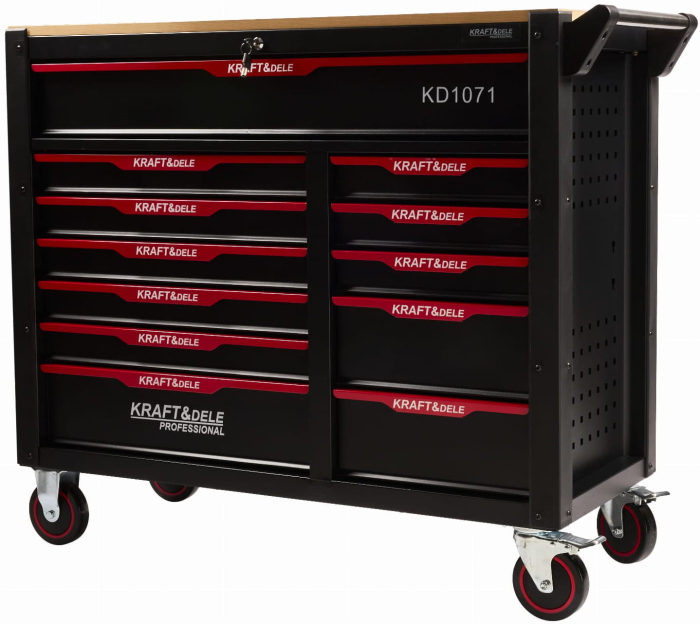 Dulap scule 541 piese, 12 sertare, otel, unelte CrV, roti cu frana, 1120x480x995 mm (KD1071) [15]