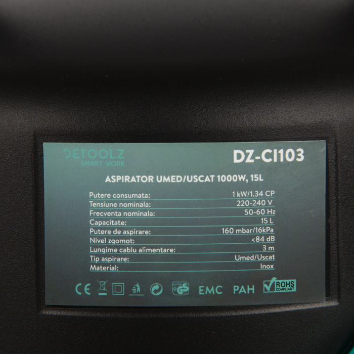 Aspirator umed uscat 1000W 15L cu accesorii (DZ-CI103) [7]