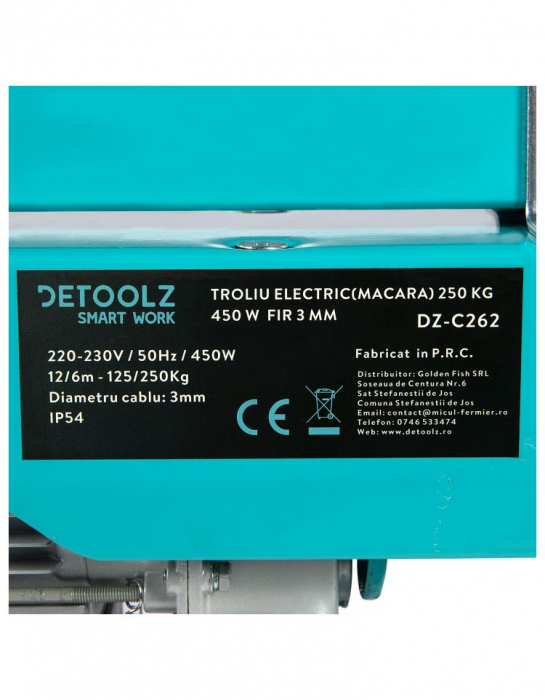 Electropalan 250kg + suport tip pivot troliu electric macara 450W fir 3mm (DZ-C262+DZ-C264) [6]