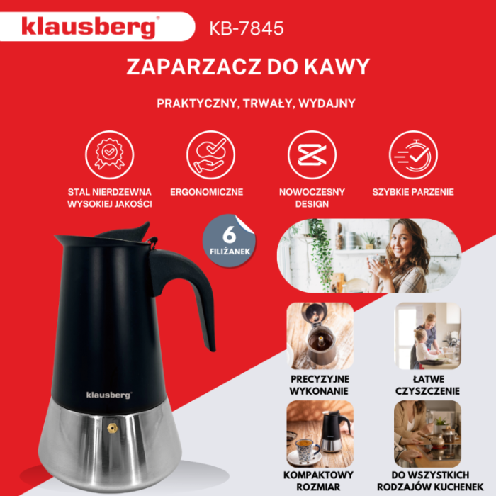 Espressor moka 6 cesti din otel inoxidabil (KB-7845) [14]