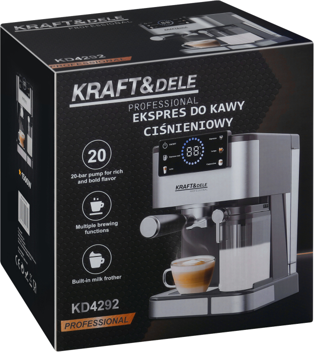 Espressor manual 1500W 20 bar cu PID afisaj LCD si spumare lapte (KD4292) [15]