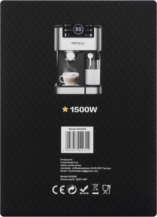 Espressor manual 1500W 20 bar cu PID afisaj LCD si spumare lapte (KD4292) [13]