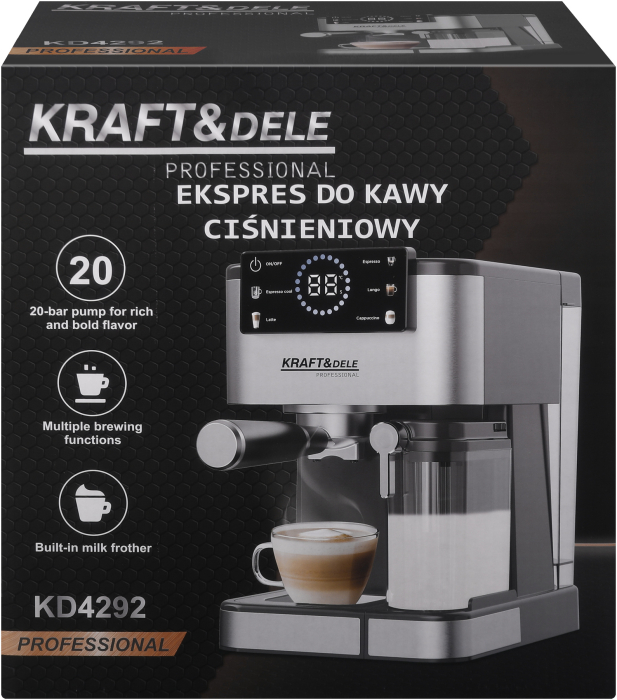 Espressor manual 1500W 20 bar cu PID afisaj LCD si spumare lapte (KD4292) [16]