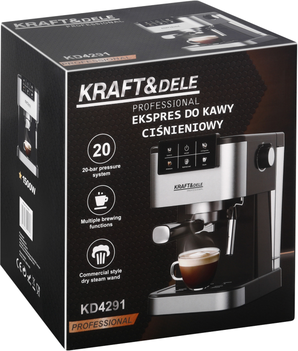 Espressor manual 1500W 20 bar cu PID si spumare lapte (KD4291) [20]