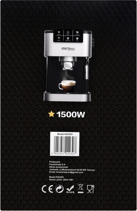 Espressor manual 1500W 20 bar cu PID si spumare lapte (KD4291) [16]
