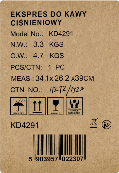 Espressor manual 1500W 20 bar cu PID si spumare lapte (KD4291) [19]