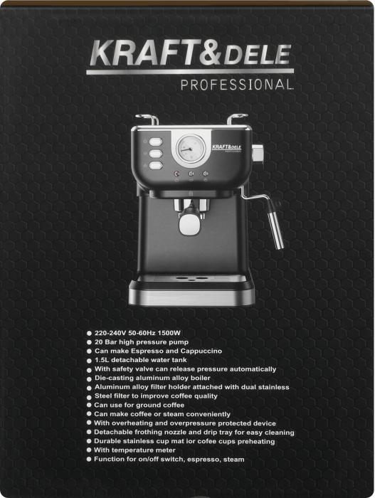 Espressor manual 1500W cu duza abur pentru espresso si cappuccino rezervor detasabil si indicator temperatura (KD4289) [18]