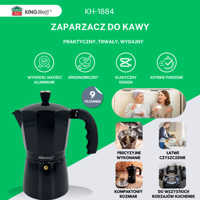 Espressor moka aluminiu negru, 9 cesti (KH-1884) [16]