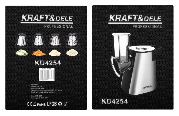 Feliator electric de legume 250 W pentru feliere, razuire si maruntire (KD4254) [13]