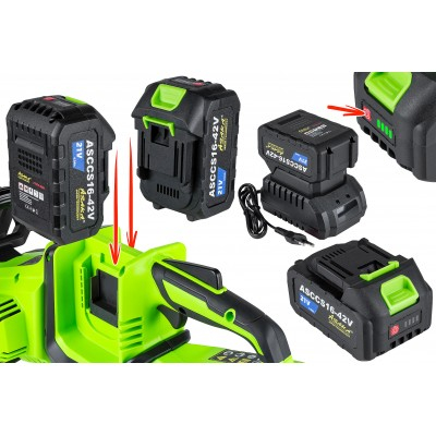 Ferastrau cu lant pe acumulator Asaka 16" 42V, include 2 acumulatori, 2 lanturi, 2 sine (ASCCS16-42V) [2]