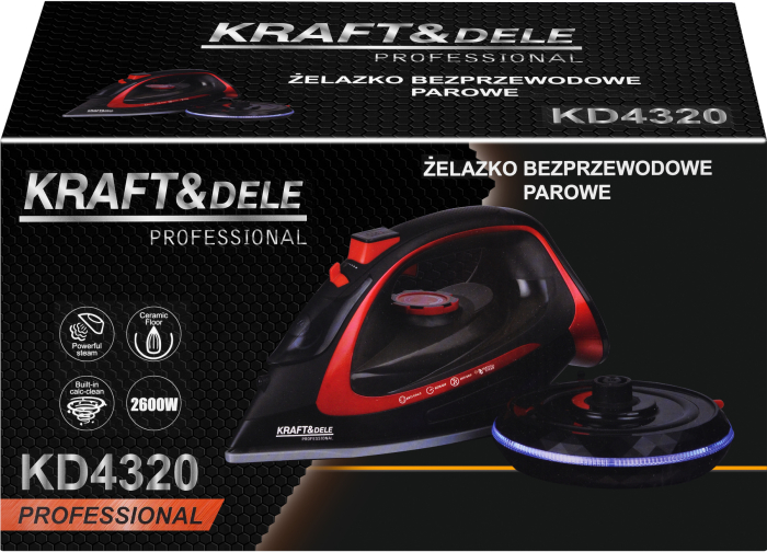 Fier de calcat fara fir 2600W, talpa ceramica, rezervor 450 ml, functie abur vertical (KD4320) [18]