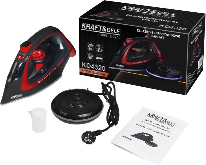 Fier de calcat fara fir 2600W, talpa ceramica, rezervor 450 ml, functie abur vertical (KD4320) [2]