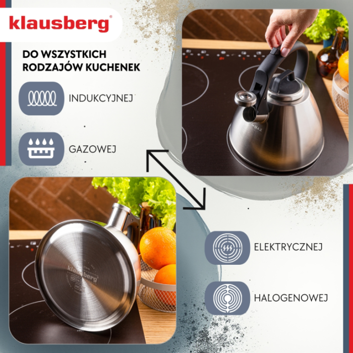 Fierbator apa 2.5L din inox cu fluier si maner soft touch pentru toate tipurile de plite (KB-7951) [4]