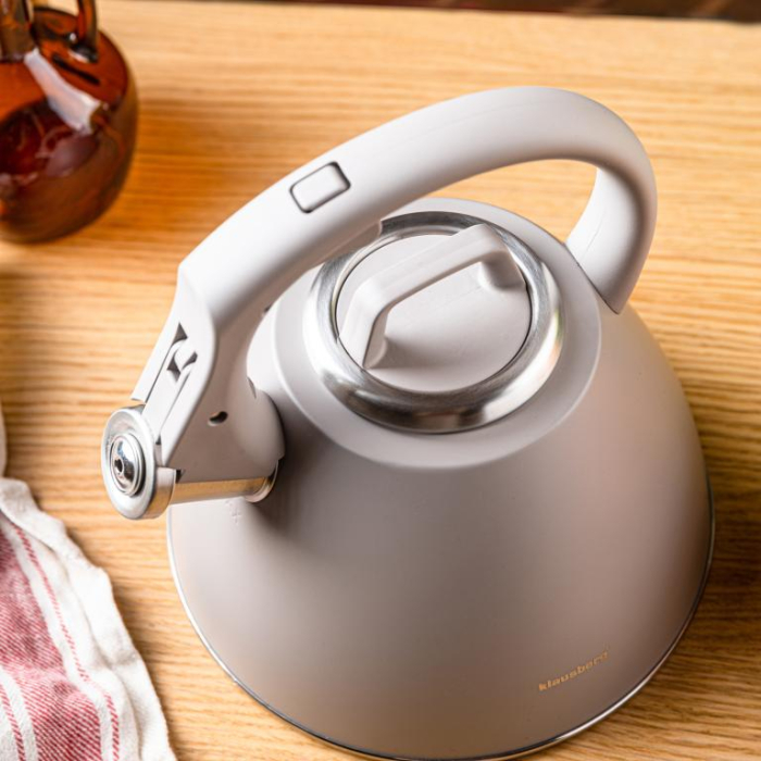 Fierbator apa 2.5L din inox culoare bej mat cu fluier si maner soft touch (KB-7953) [3]