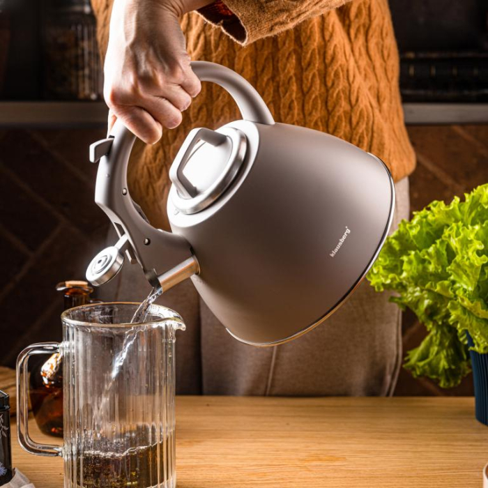 Fierbator apa 2.5L din inox culoare bej mat cu fluier si maner soft touch (KB-7953) [9]