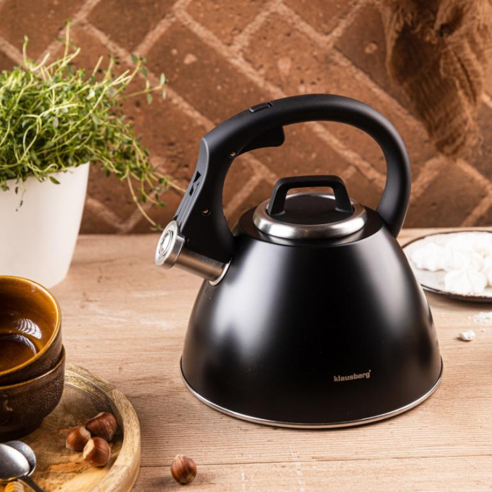 Fierbator apa 2.5L din inox negru mat cu fluier si maner soft touch pentru toate plitele (KB-7952) [14]