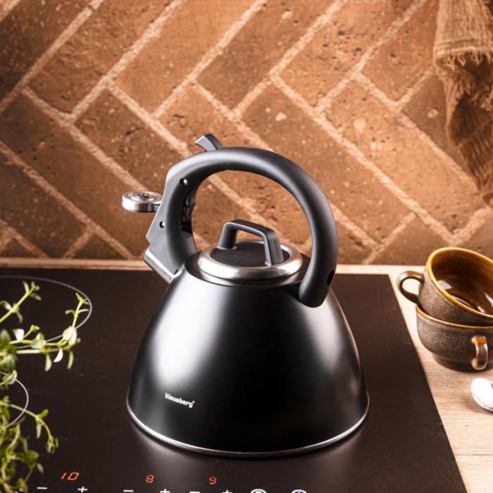 Fierbator apa 2.5L din inox negru mat cu fluier si maner soft touch pentru toate plitele (KB-7952) [10]