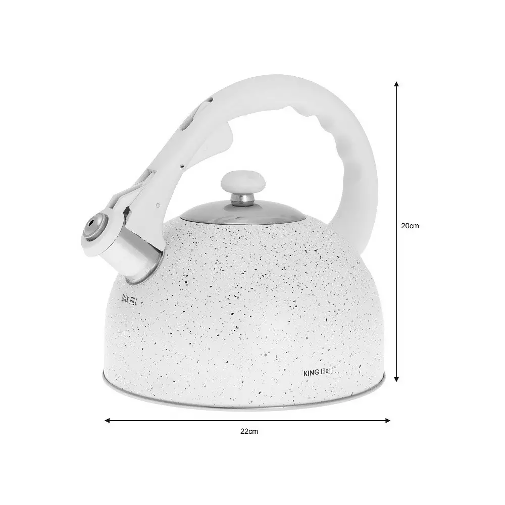 Fierbator manual cu fluier din otel, finisaj marmura alba, capacitate 2.6 l (KH-1407) [2]