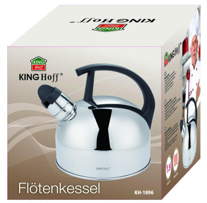 Fierbator manual cu fluier, otel inoxidabil, culoare argintiu, capacitate 1.5 l (KH-1896) [10]