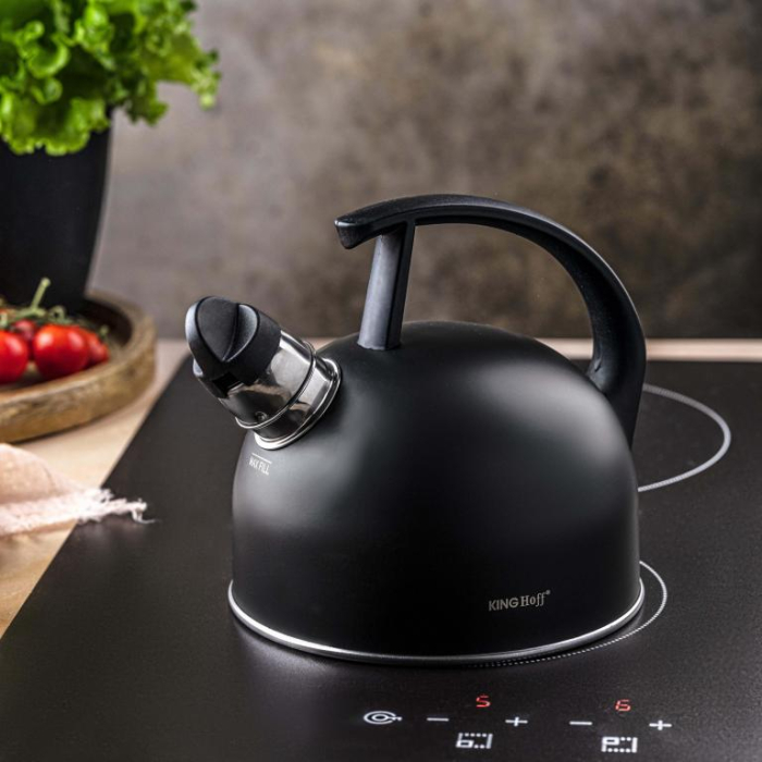 Fierbator manual cu fluier, otel inoxidabil, culoare negru mat, capacitate 1.5 l (KH-1897) [10]