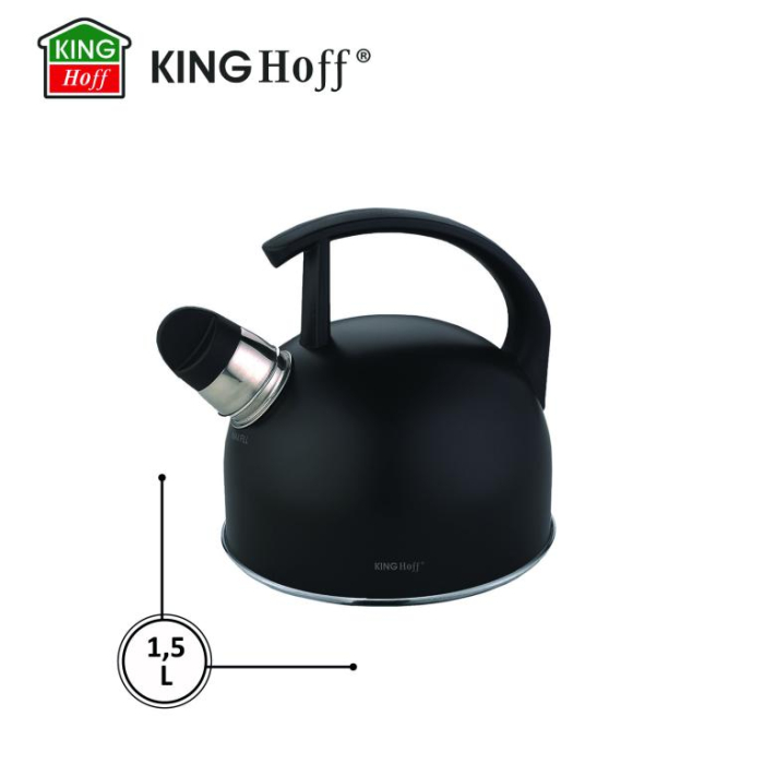 Fierbator manual cu fluier, otel inoxidabil, culoare negru mat, capacitate 1.5 l (KH-1897) [2]
