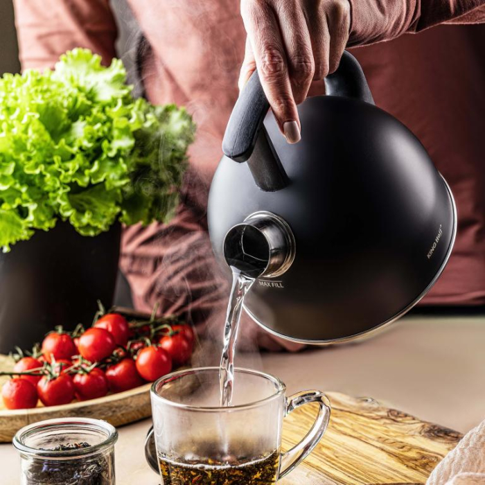 Fierbator manual cu fluier, otel inoxidabil, culoare negru mat, capacitate 1.5 l (KH-1897) [5]