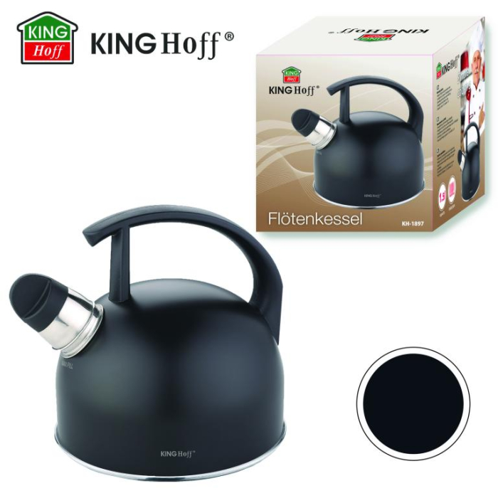 Fierbator manual cu fluier, otel inoxidabil, culoare negru mat, capacitate 1.5 l (KH-1897) [17]