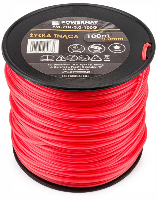 Fir de taiere pentru motocoasa 3,0 mm x 100 m, profil stea, profesional, pentru iarba si buruieni PM0979 (PM-ZTN-3.0-100G) [2]