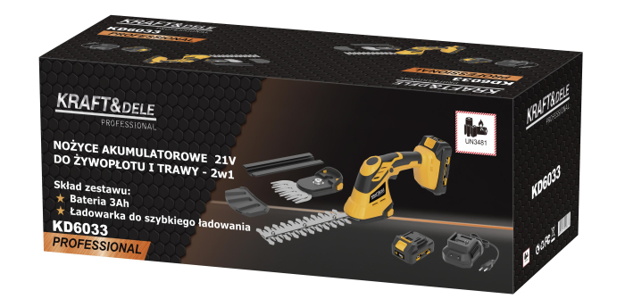 Foarfeca de gradina fara fir 2 in 1 pentru iarba si gard viu, 21V, 3Ah (KD6033) [16]