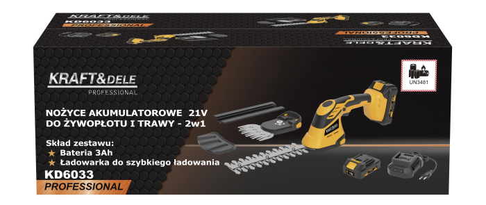 Foarfeca de gradina fara fir 2 in 1 pentru iarba si gard viu, 21V, 3Ah (KD6033) [15]