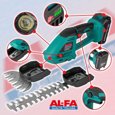 Foarfeca de gradina pe acumulator 21V 2.0Ah 2in1, pentru iarba si arbusti (ALCHT21V) [3]