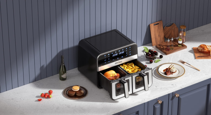 Friteuza cu aer cald Air Fryer 9L 2500W cu 2 compartimente si display LCD (KD4179) [26]