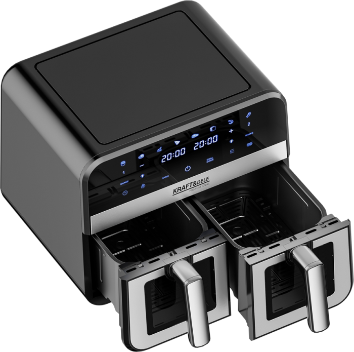 Friteuza cu aer cald Air Fryer 9L 2500W cu 2 compartimente si display LCD (KD4179) [3]