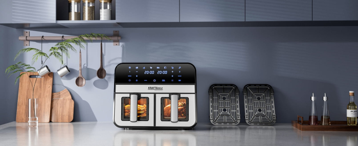 Friteuza cu aer cald Air Fryer 9L 2500W cu 2 compartimente si display LCD (KD4179) [12]