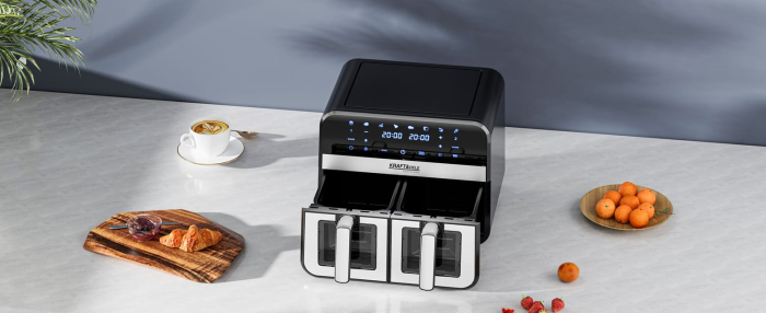 Friteuza cu aer cald Air Fryer 9L 2500W cu 2 compartimente si display LCD (KD4179) [7]