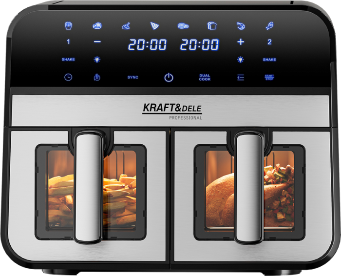 Friteuza cu aer cald Air Fryer 9L 2500W cu 2 compartimente si display LCD (KD4179) [14]