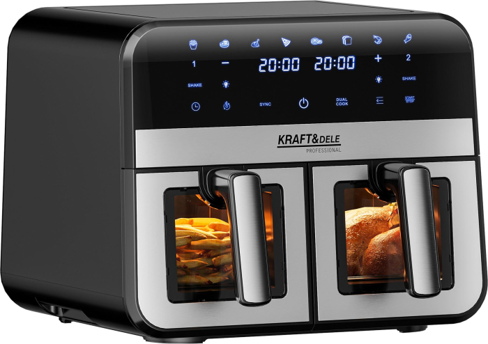 Friteuza cu aer cald Air Fryer 9L 2500W cu 2 compartimente si display LCD (KD4179) [18]