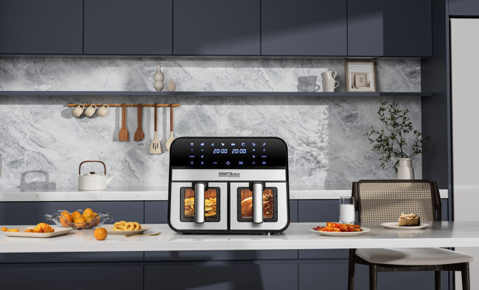 Friteuza cu aer cald Air Fryer 9L 2500W cu 2 compartimente si display LCD (KD4179) [24]