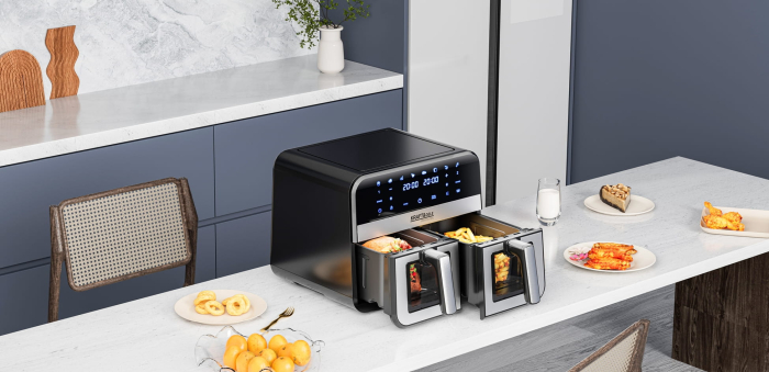 Friteuza cu aer cald Air Fryer 9L 2500W cu 2 compartimente si display LCD (KD4179) [25]