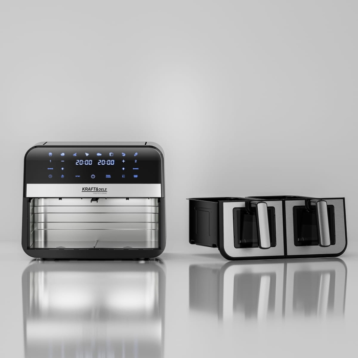 Friteuza cu aer cald Air Fryer 9L 2500W cu 2 compartimente si display LCD (KD4179) [16]