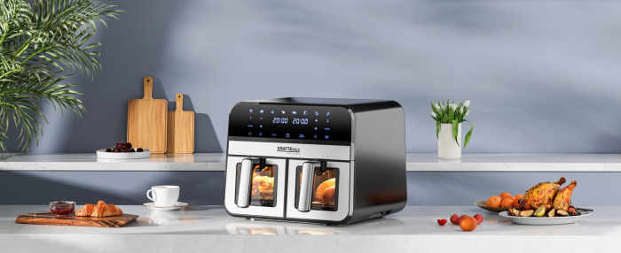 Friteuza cu aer cald Air Fryer 9L 2500W cu 2 compartimente si display LCD (KD4179) [13]