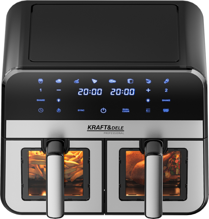 Friteuza cu aer cald Air Fryer 9L 2500W cu 2 compartimente si display LCD (KD4179) [5]