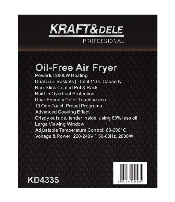 Friteuza cu aer cald Airfryer 11L 2800W cu 2 cosuri si 10 programe (KD4335) [14]