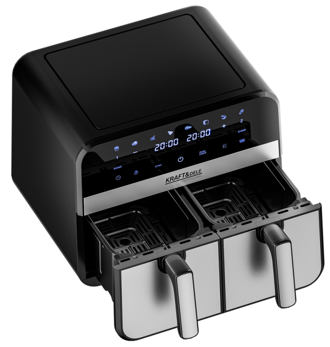 Friteuză cu aer cald fara ulei 9L 2500W cos dublu doua camere + LCD (KD4180) [3]