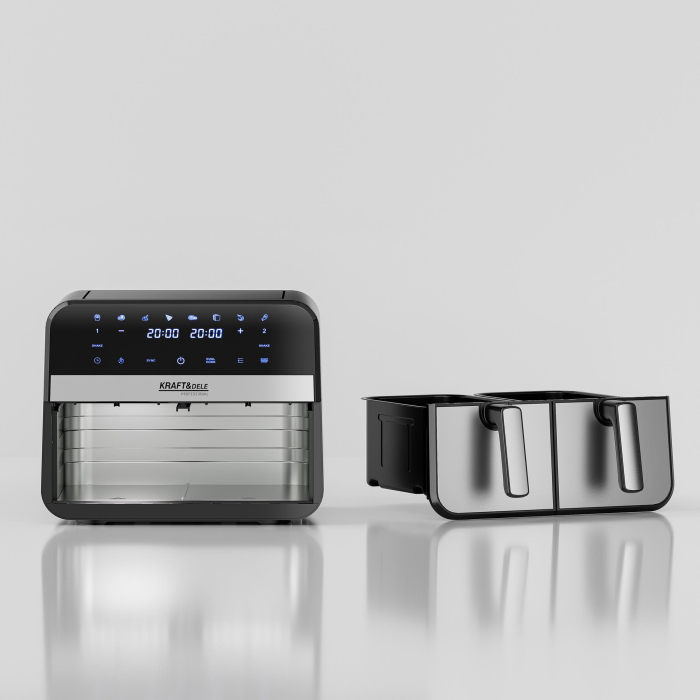 Friteuză cu aer cald fara ulei 9L 2500W cos dublu doua camere + LCD (KD4180) [10]