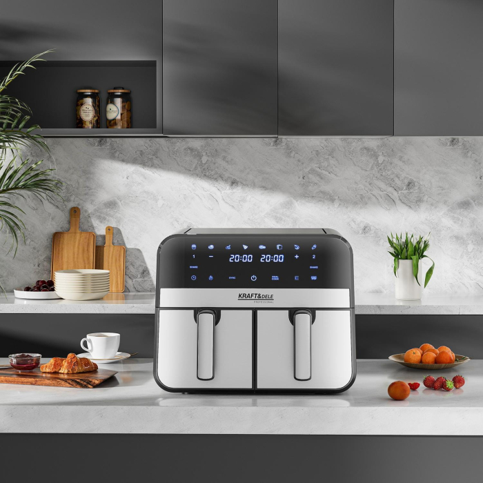 Friteuză cu aer cald fara ulei 9L 2500W cos dublu doua camere + LCD (KD4180) [9]