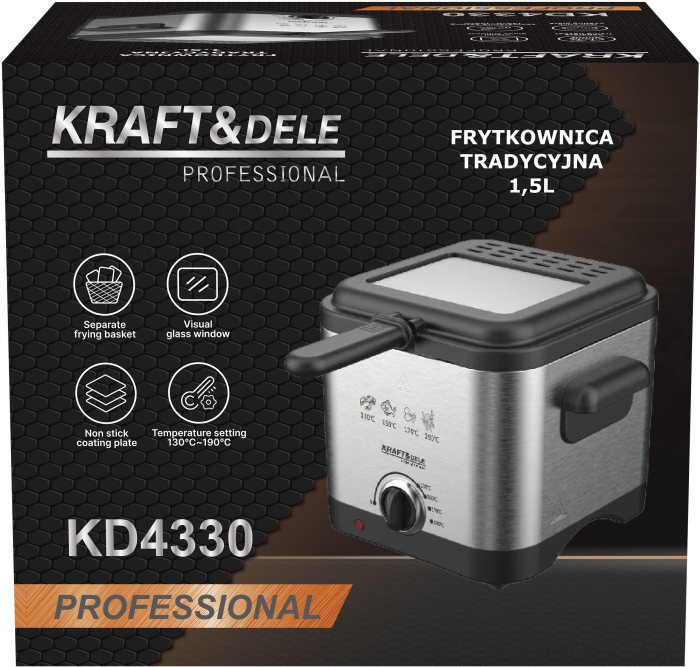 Friteuza electrica cu ulei 1.5L, 1000 W, temperatura reglabila 130-190°C (KD4330) [12]