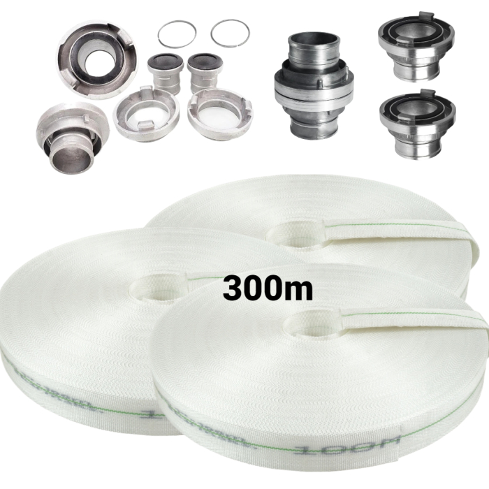 Furtun apa pompieri 300m 1 tol 8bar + racorduri conectori complet (V60127+(3)) [1]