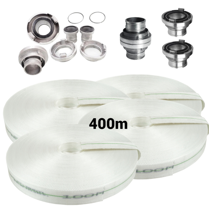 Furtun apa pompieri 400m 1 tol 8bar + racorduri conectori complet (V60127+(4)) [1]