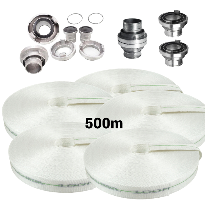 Furtun apa pompieri 500m 1 tol 8bar + racorduri conectori complet (V60127+(5)) [1]